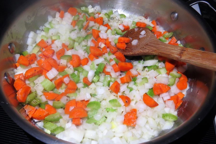 Cook vegetables Chicken Pot Pie Cook vegetables Chicken Pot Pie