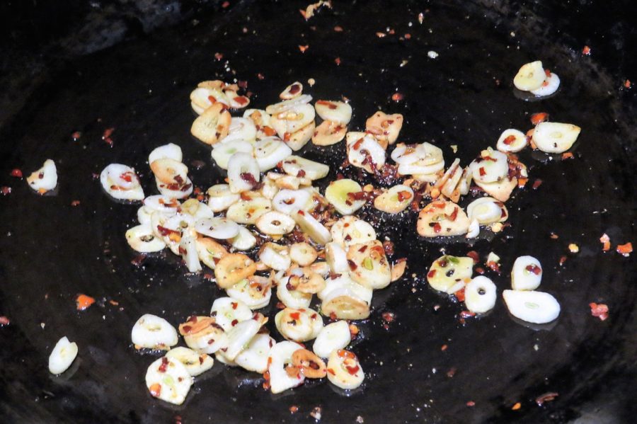 Cooking garlic Shrimp Scampi Cooking garlic Shrimp Scampi