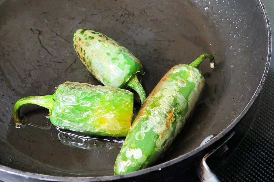 Blistered jalapenos Jalapeno-Peach Salsa Blistered jalapenos Jalapeno-Peach Salsa