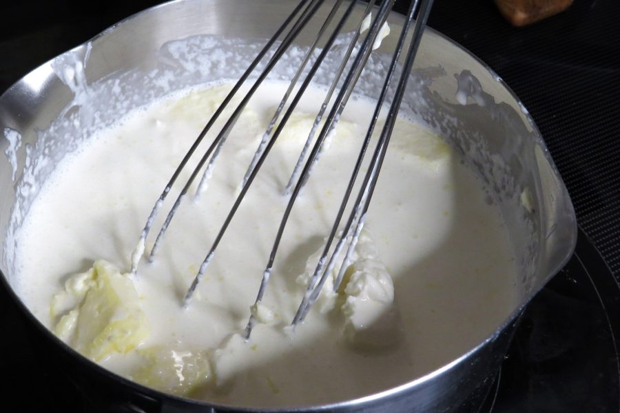 Melt butter and cheese Alfredo Sauce Melt butter and cheese Alfredo Sauce