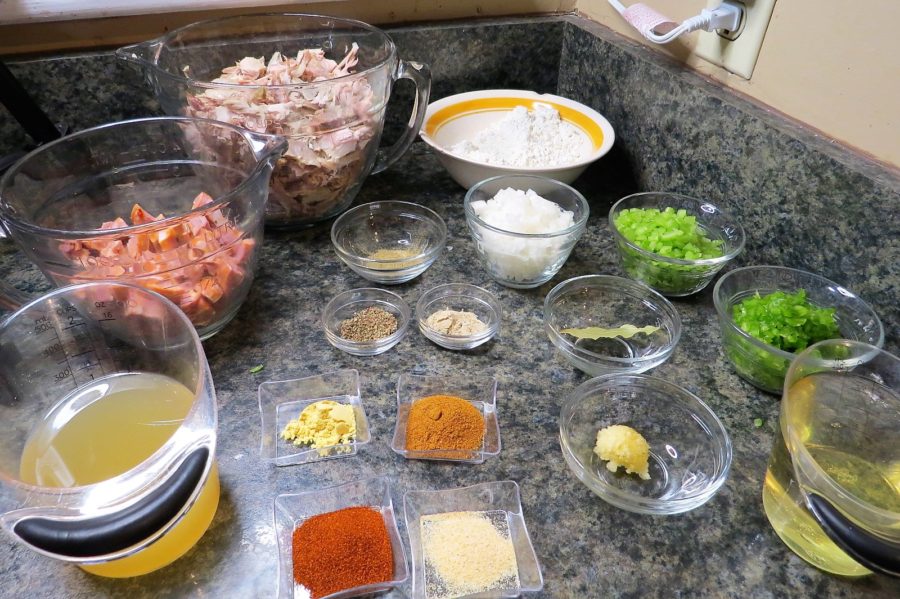 Mise en place Turkey and Sausage Gumbo Mise en place Turkey and Sausage Gumbo